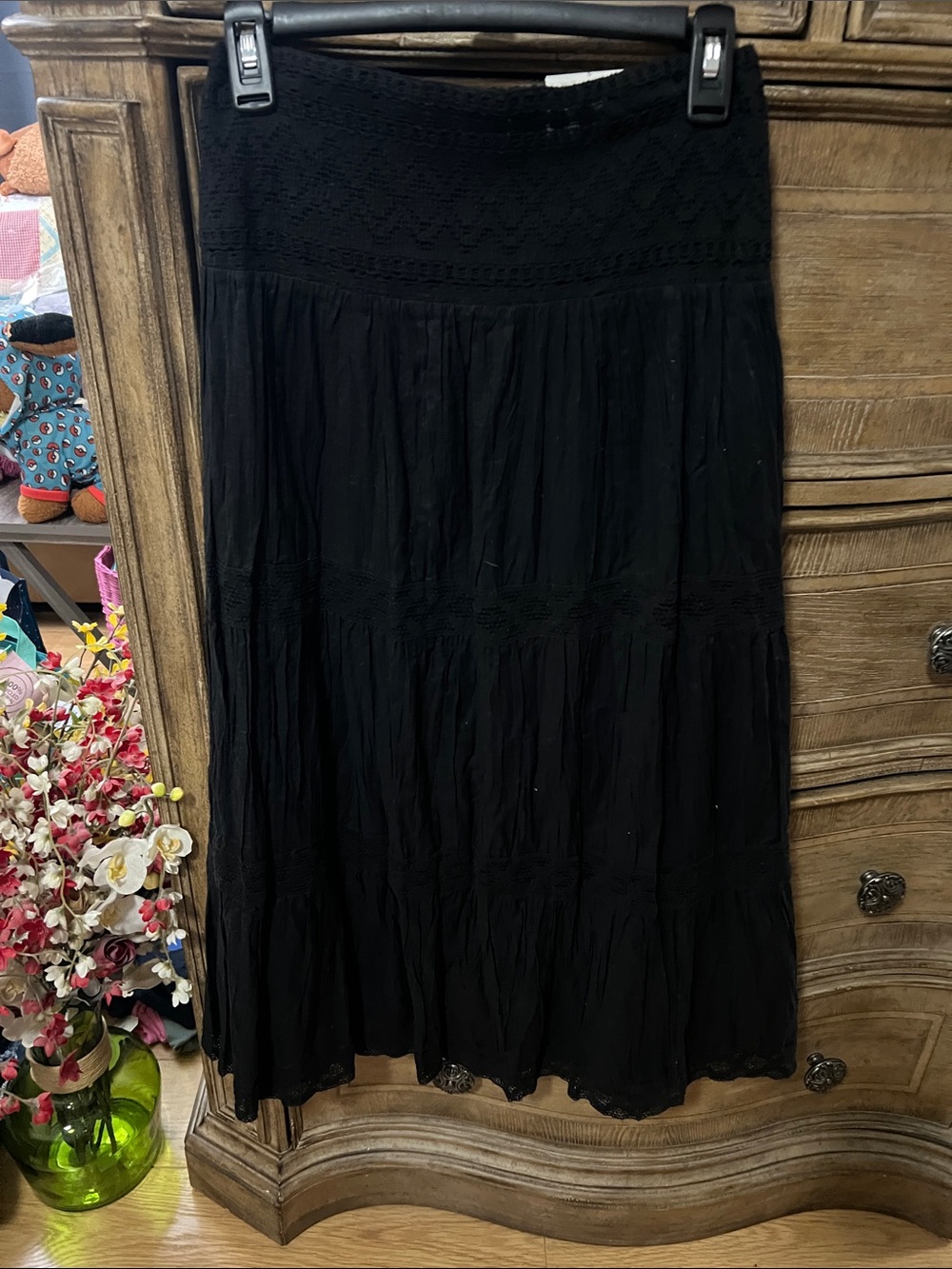 St. John's Bay Black Tiered Maxi Skirt